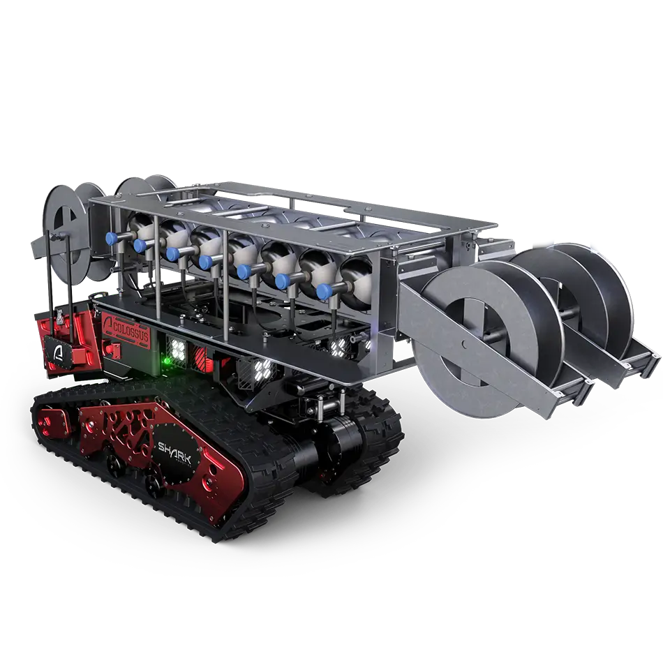 Colossus robot with patented breathing air supply system