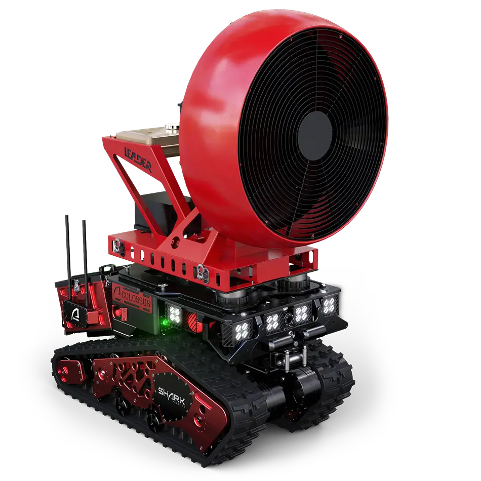 Colossus robot with high-flow positive pressure ventilation fan