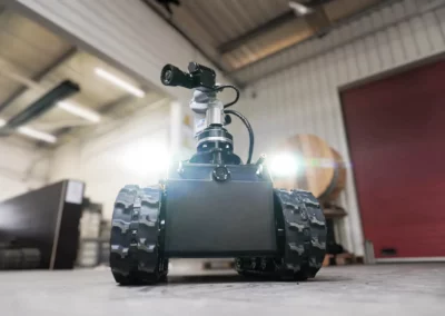 Rhyno Protect firefighting robot front view with camera and lights