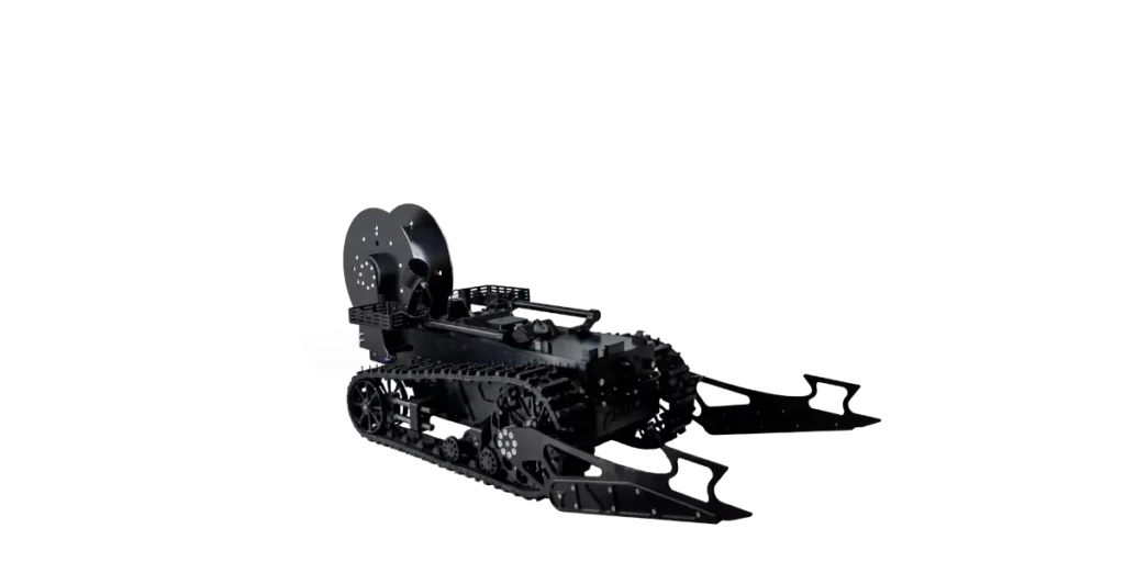 Fiber unwinder module enabling secure wired control for Atrax in jammed or RF-denied environments